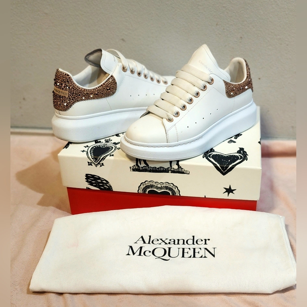 Alexander Mcqueen oversized sneakers with glitter embellishments size 39.5